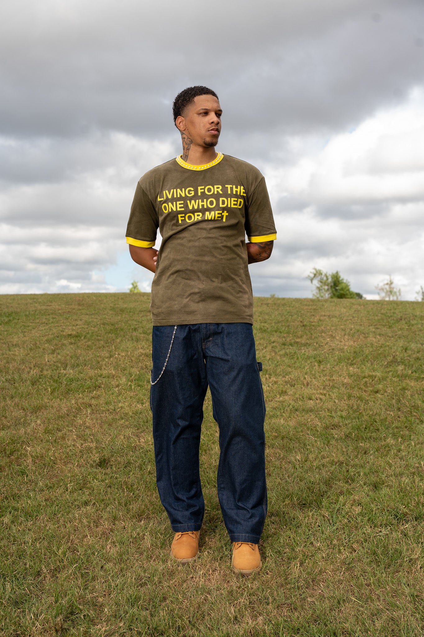 “PEARLS OF THE KINGDOM” - Ringer Tee (OLIVE GREEN)