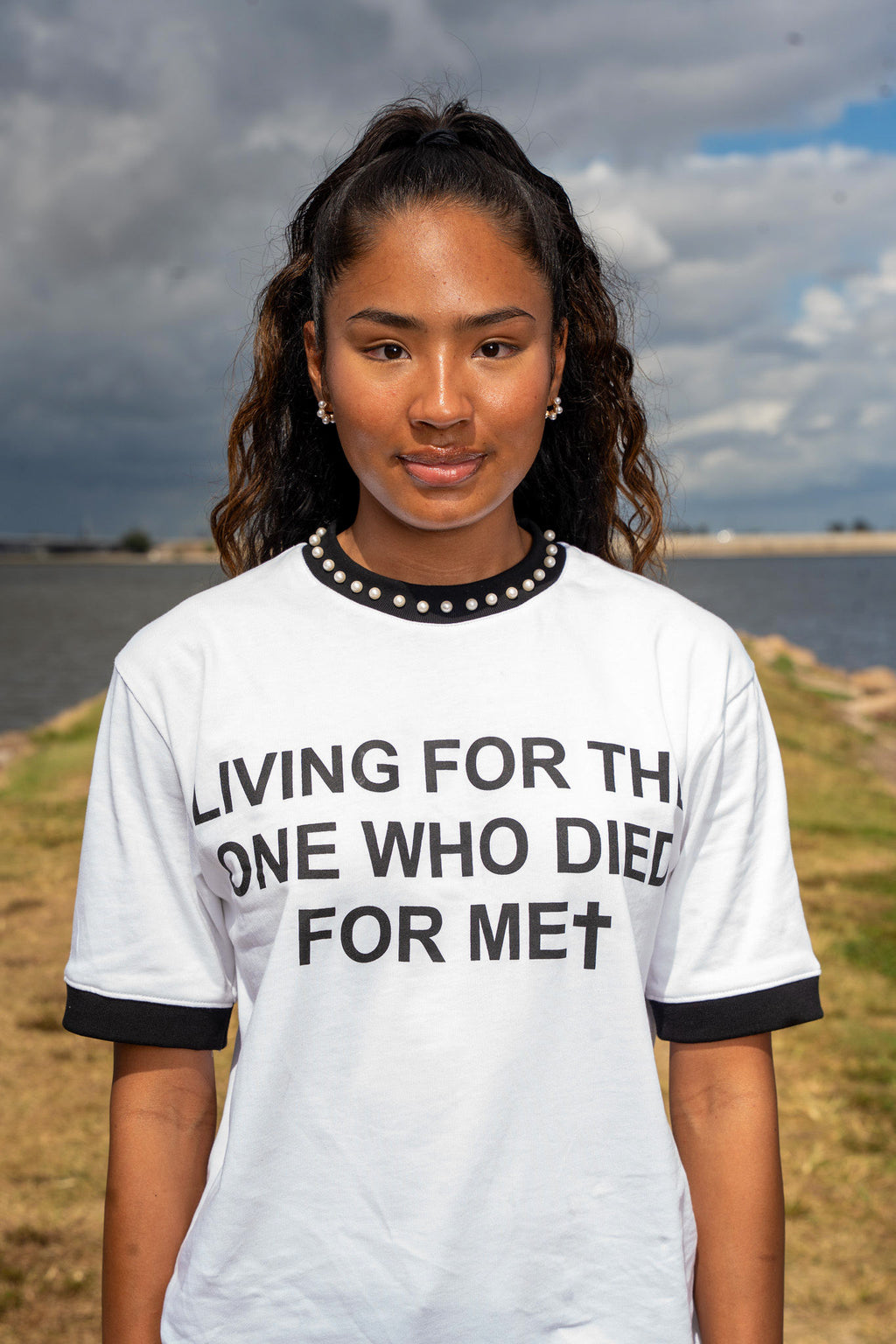 “PEARLS OF THE KINGDOM” - Ringer Tee (SNOW WHITE)