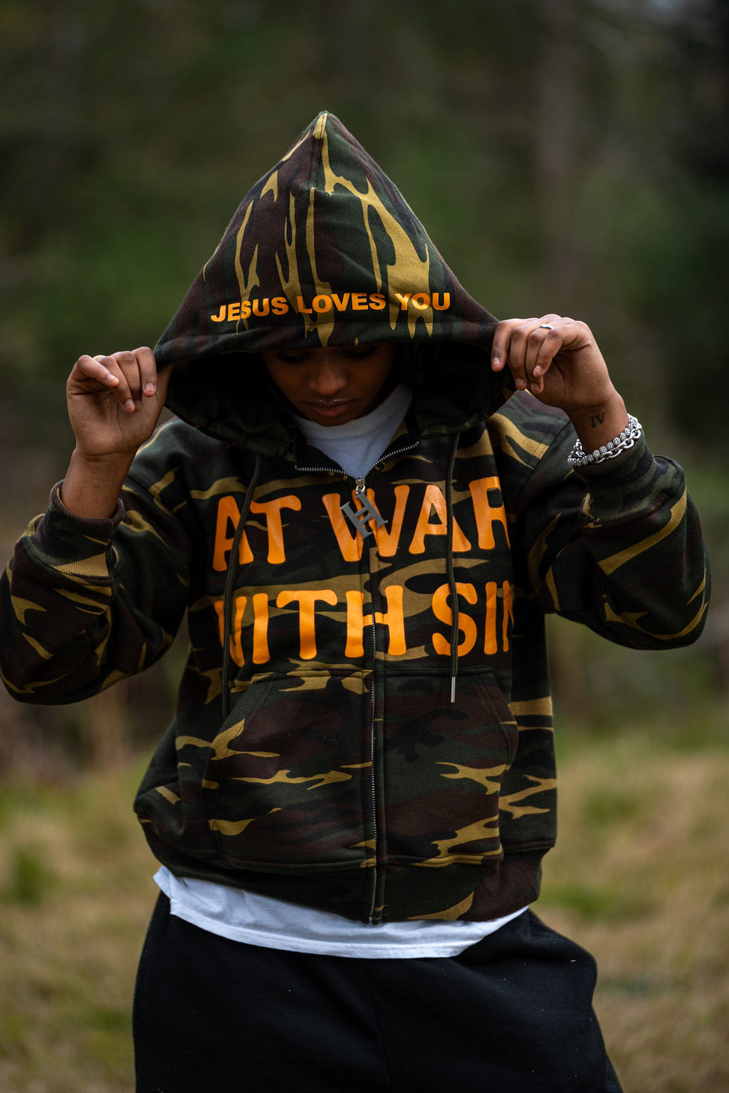 “AT WAR WITH SIN” CAMOUFLAGE - Zip Up