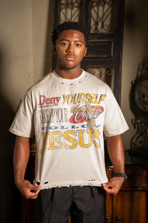 “DENY YOURSELF” Distressed Tee
